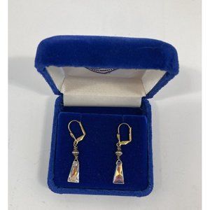 Vintage 1 inch Crystal and Gold Tone Dangle Drop Women's Earrings